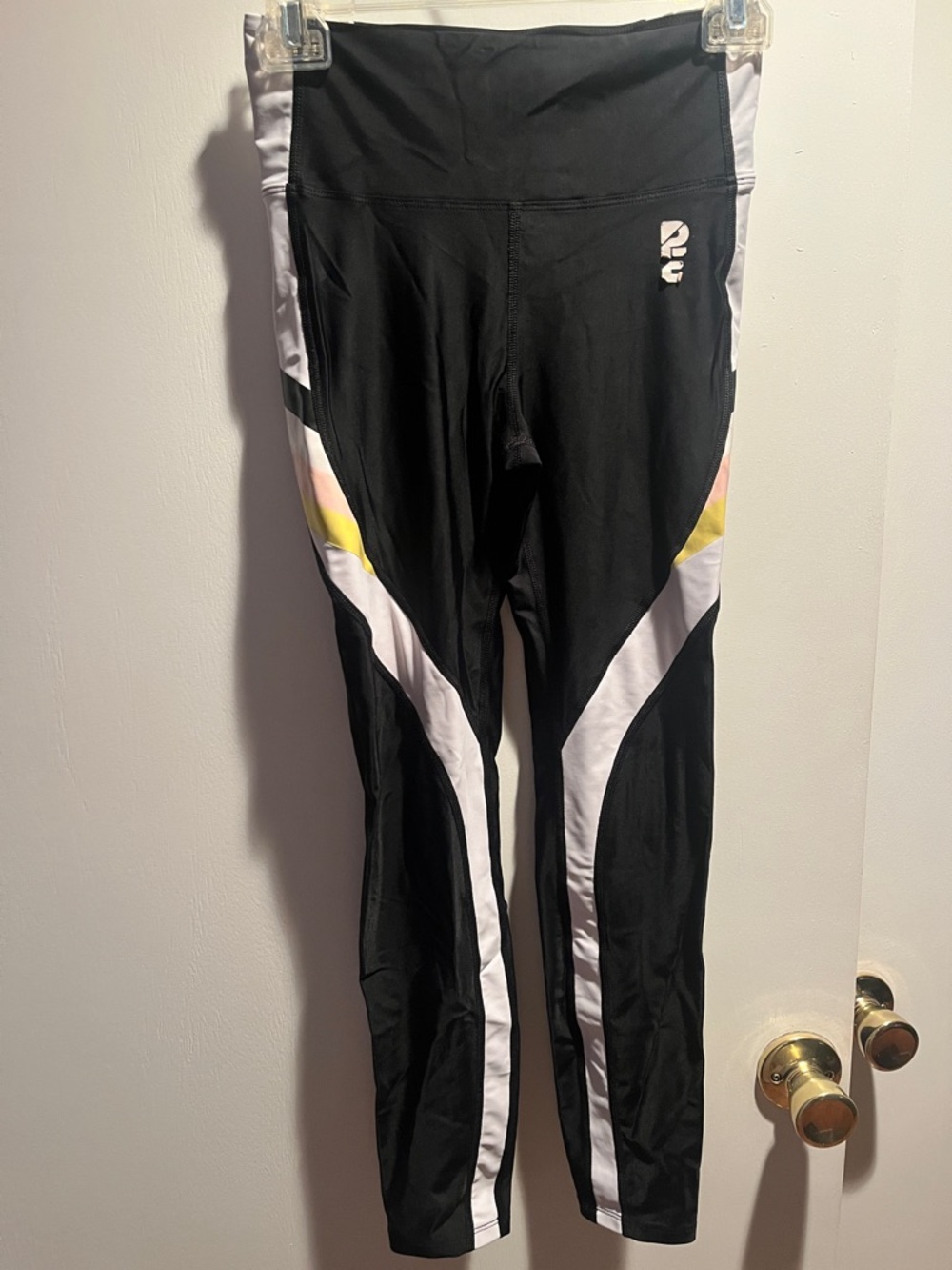 P.E. Nation Athletic Leggings with White and Yellow Accents